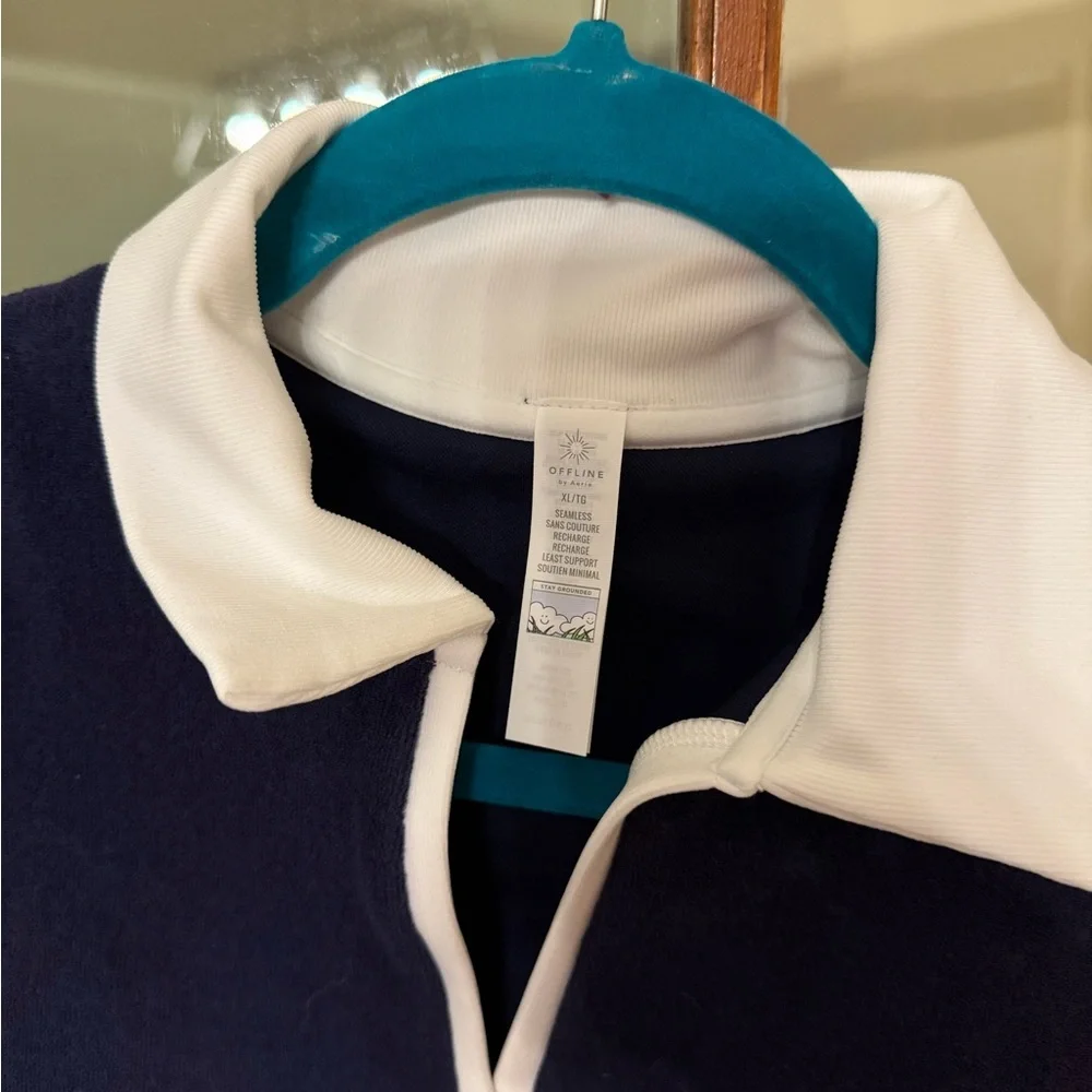 Offline by Aerie Purple Terry Cloth Crop Top with White Trim - Size XL - Picture 2 of 4